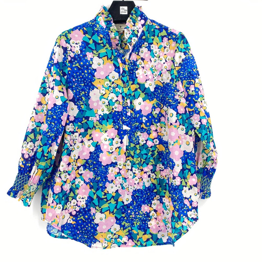 Tuckernuck Floral Teagan Popover Top Blouse Ruffle Collar Elastic Cuff Size XL